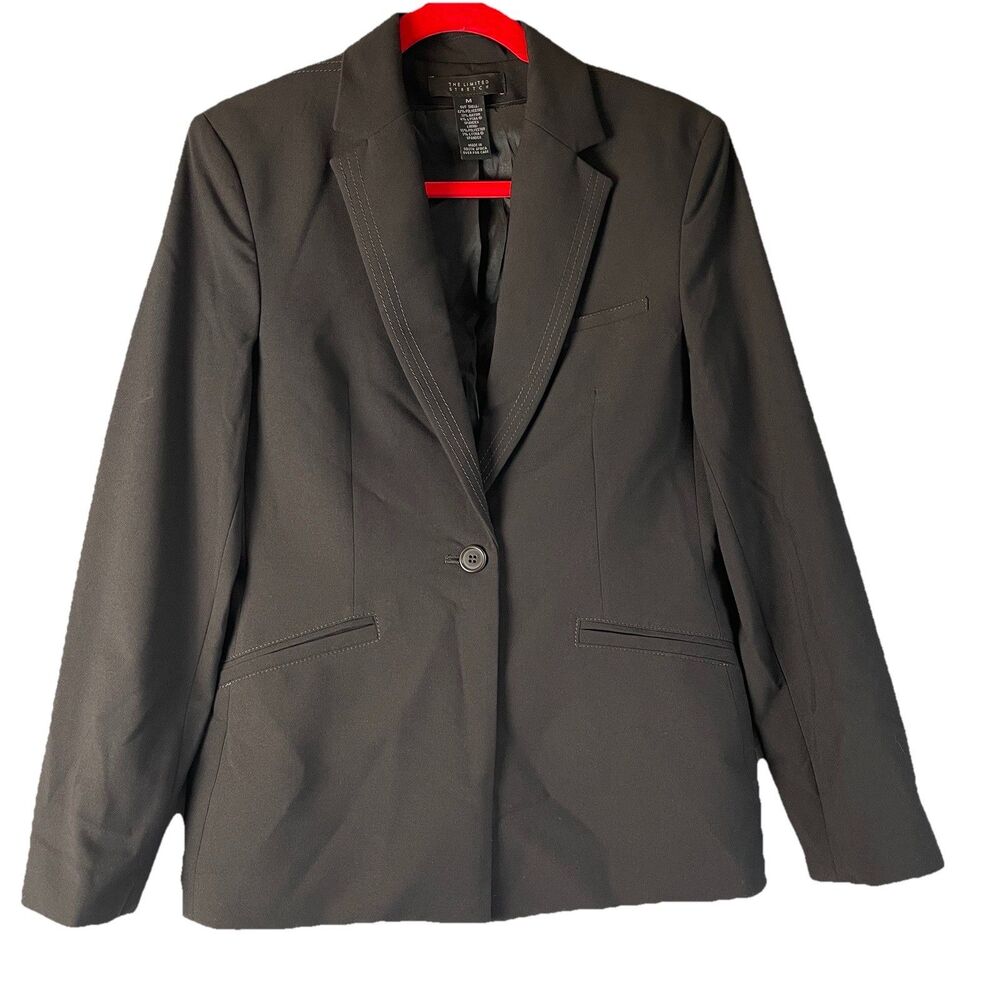 The Limited Stretch Black Blazer Women's Size M Embroidered Notched Lapel